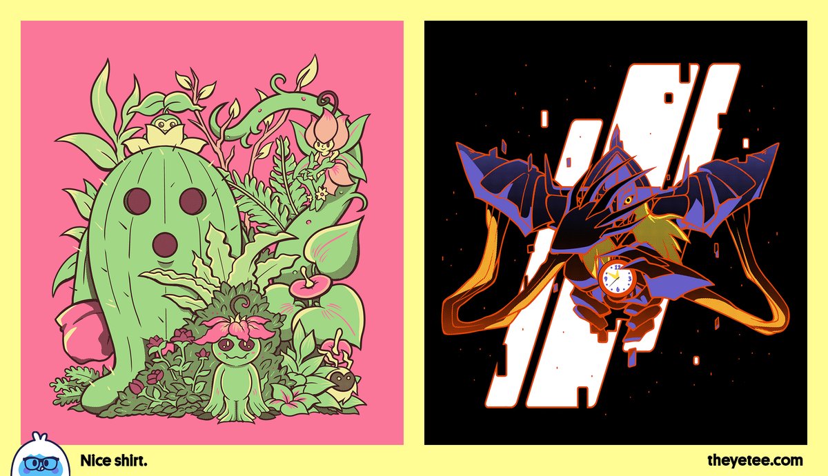 NEW! We’ve got Friendly Plants designed by @vgfeather and Viral Download designed by @MikotoAzure both available for 24 hours only at theyetee.com