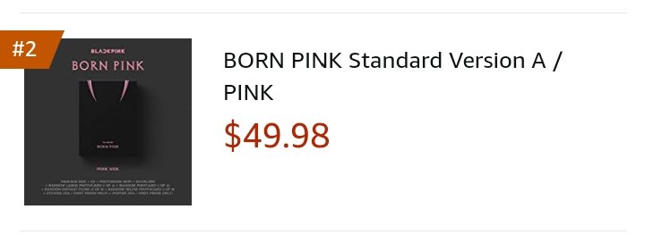 BLACKPINKSTATS5's tweet photo. 🇺🇲 Amazon Best Sellers KPop CD:

#2 BORN PINK - A
#10 BORN PINK - C
#13 BORN PINK - B

Pre-Order: https://t.co/MYZr6YpBUk

#BORNPINK @BLACKPINK https://t.co/a4dkuukd2u