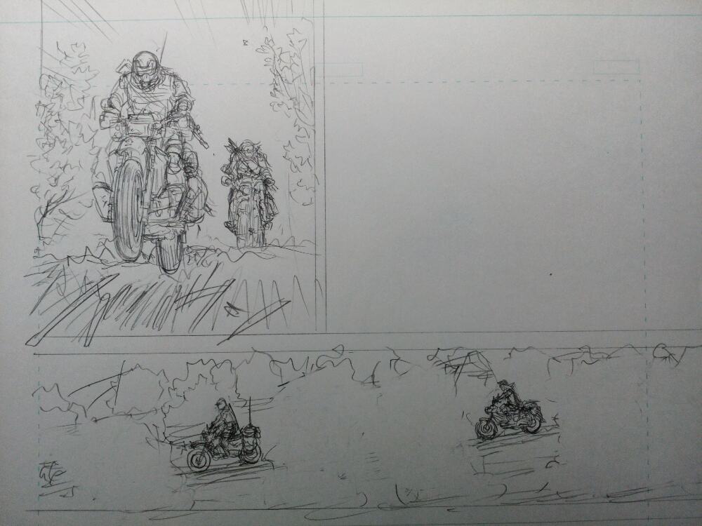 あー、バイク描くの面倒。戦車や戦艦の方が楽 