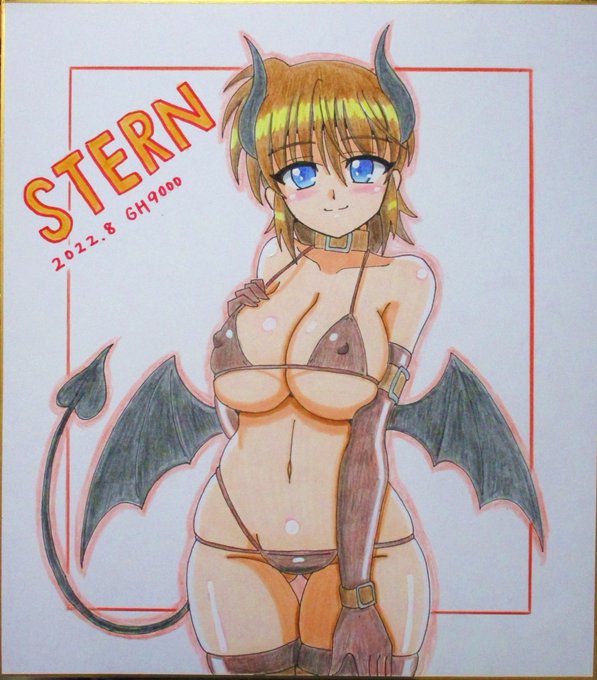 夏の色紙、大人で悪魔コスなシュテルん完成しましたっ😆☺️ 