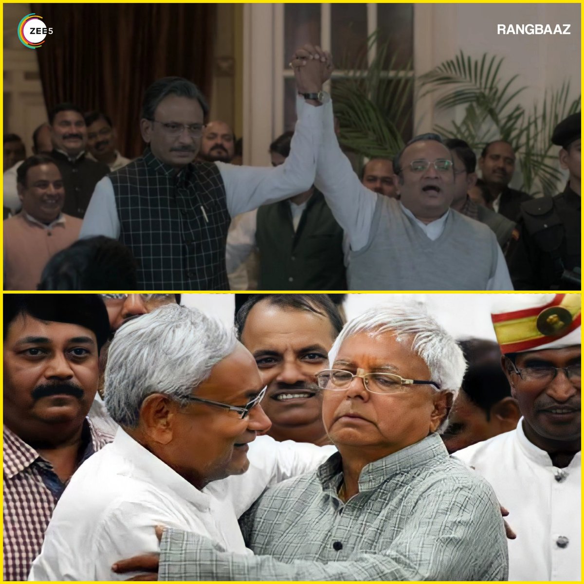 Ye #BiharPolitics aur #Rangbaaz me itna correlation hai ki samajh nahi aa raha serial politics se inspired hai ye Nitish-Lalu ne serial dekh kar mahagathbandhan banaya hai.