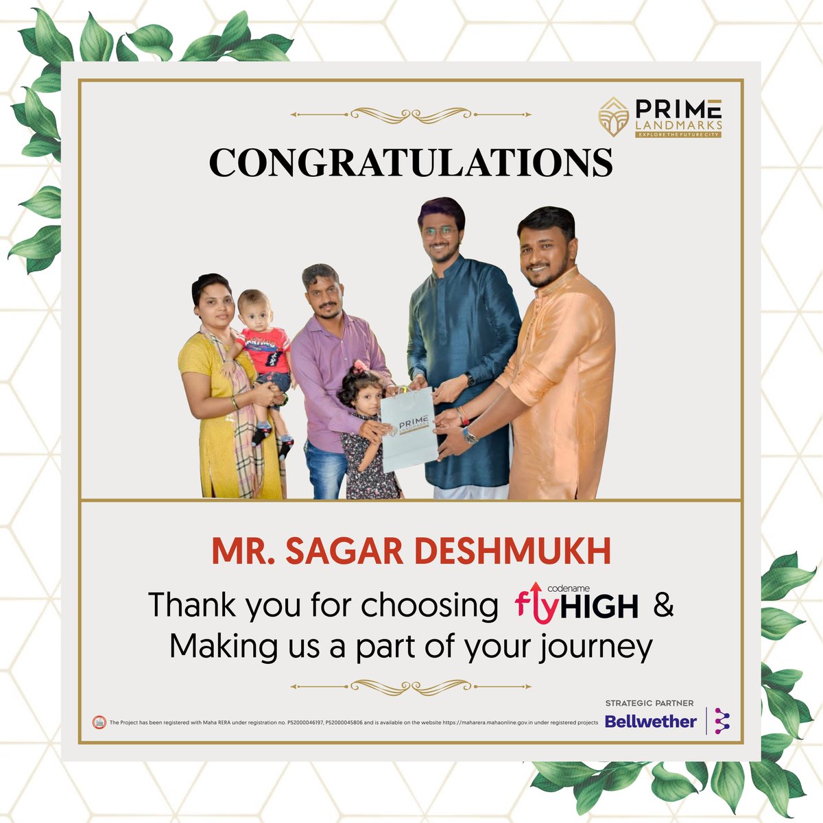Prime_Landmarks's tweet photo. #Congratulations! Mr. Sagar and family, #ThankYou for choosing #PrimeLandmark's #CodenameFlyHigh and entrusting us with your #Journey. We look forward to offering you an exquisite #Lifestyle and the #Comforts you seek.
#Santacruz2.0 #Client #Trust #Panvel #Dapoli #PushpakNagar https://t.co/hE4PY3bvqQ