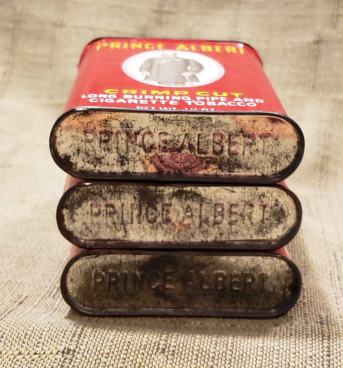 atticesoterica's tweet photo. Three Vintage Prince Albert Crimp Cut Long Burning Pipe And Cigarette Tobacco Empty Rectangle Tin, Collectible Tin Tobacciana https://t.co/u8BHxobkeu #Antiques #Vintage #Collectibles #Etsy #AtticEsoterica #Curios #BestOffer #LongBurning https://t.co/30PHdH5ScH