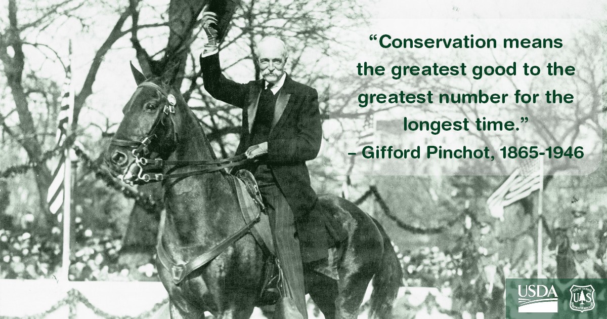 LakeTahoeUSFS's tweet photo. Today we observe the birthday of our first Chief, Gifford Pinchot. His vision of public lands became the foundation of our agency, allowing forests to be managed for recreation, scientific discovery and much more. Read about his legacy at https://t.co/mf3QPMuZJV. #GreatestGood https://t.co/jDDKEXX8ve
