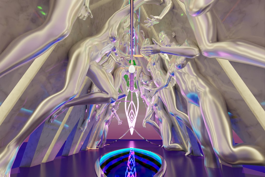 Temple for the Goddesses is a space that I built for the metaverse. It features a bullet train in the centre of the space. Another project that I lost to the dead hardrive... I tell myself I will build better ones in the future👌#metaverse #architecture