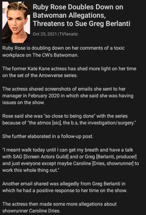 SnyderCastle's tweet photo. @ComicBook so we ignoring the allegations from Ruby Rose ? 🤨 https://t.co/HmigI8wwry
