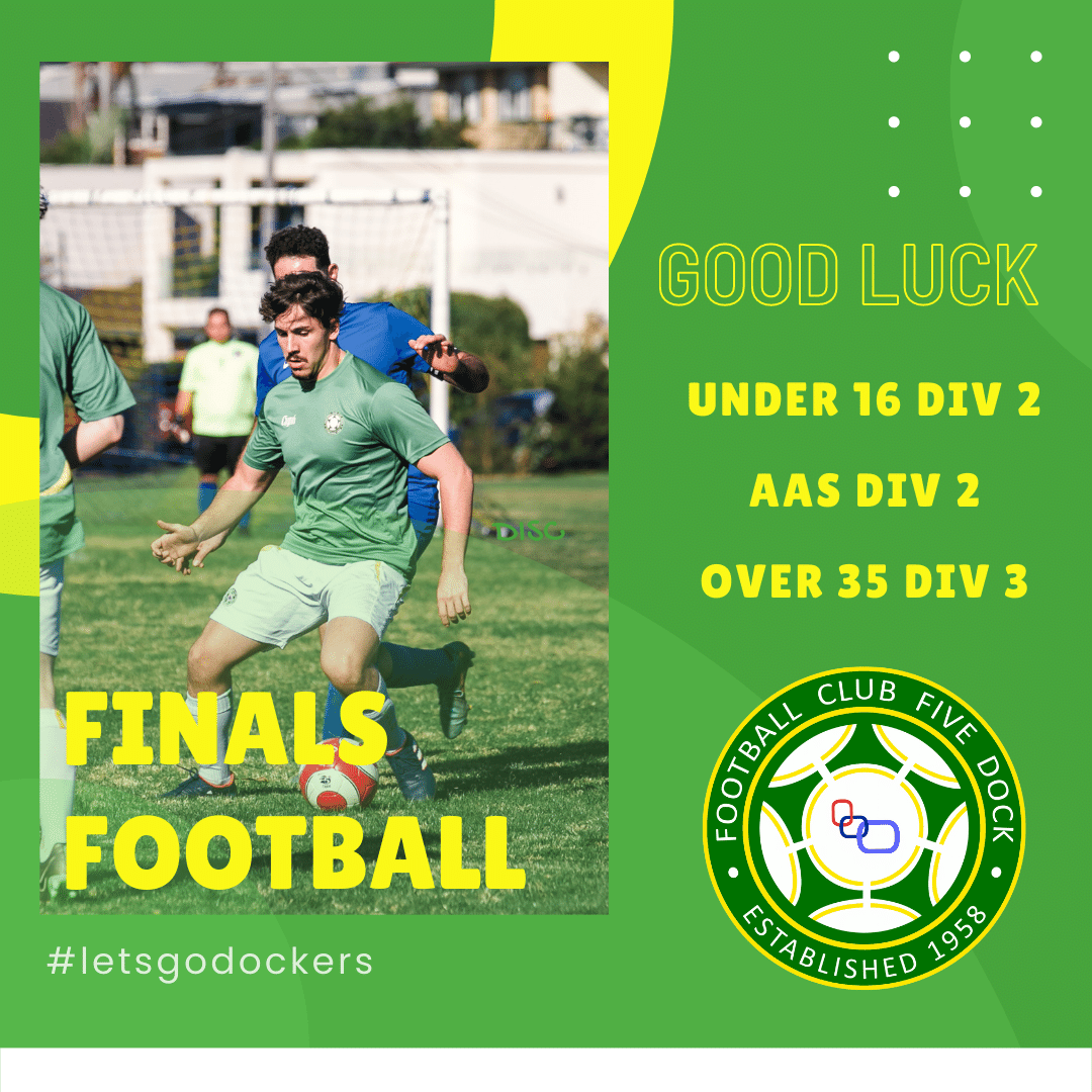 FCFiveDock58's tweet photo. Good luck to our Under 16/2, AAS/2 &amp; Over 35/3's who are all playing finals this weekend. It's been a crazy season &amp; the best is yet to come #letsgodockers. https://t.co/unC14WyUYT