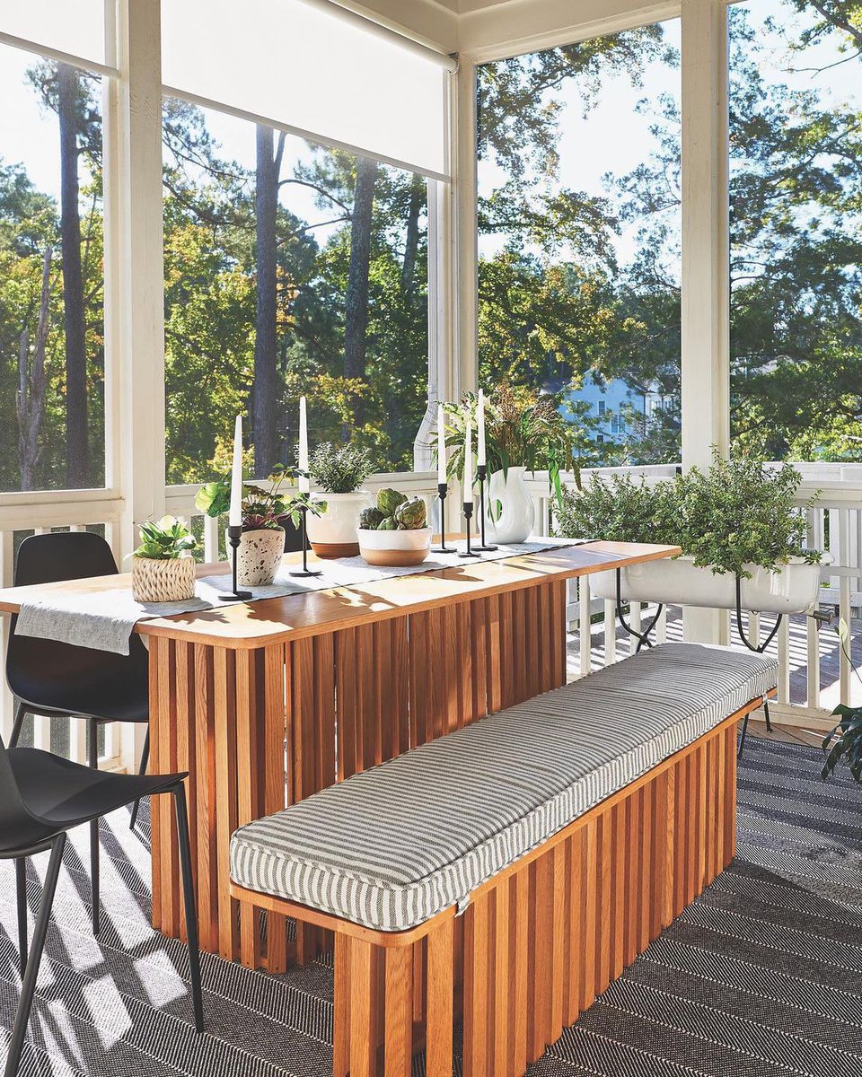 Let the outdoor entertaining begin 🙌 

These <a href="/HunterDouglas/">Hunter Douglas</a> versatile Designer Screen Shades are perfect for versatile spaces such as covered porches because they are designed to block UV rays and glare from the sun - taking summertime entertainment to the next level.
