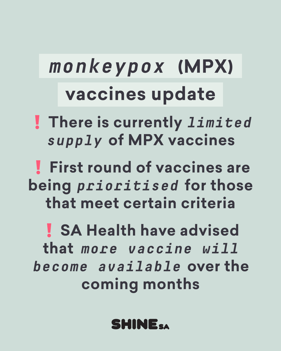 SHINE SA have opened an expression of interest form for Monkeypox Vaccination.
Read more from the media release: shinesa.org.au/monkeypox-viru…