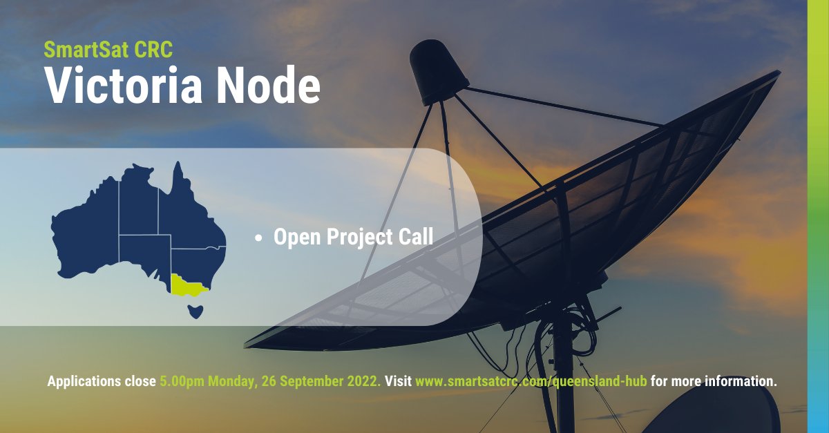 SmartSatCRC's tweet photo. Applications are open for Round 2 of @SmartSatCRC Vic Nodes Demonstrator Grants! Co-funding of up to $300,000 available for space-related research projects!

📝Applications close 26 Sept >>> https://t.co/vsnBuaAO4s  

#AuSpace #SpaceIndustry #SpaceResearch #ProjectCall #ApplyNow https://t.co/OvGzJLS4QV