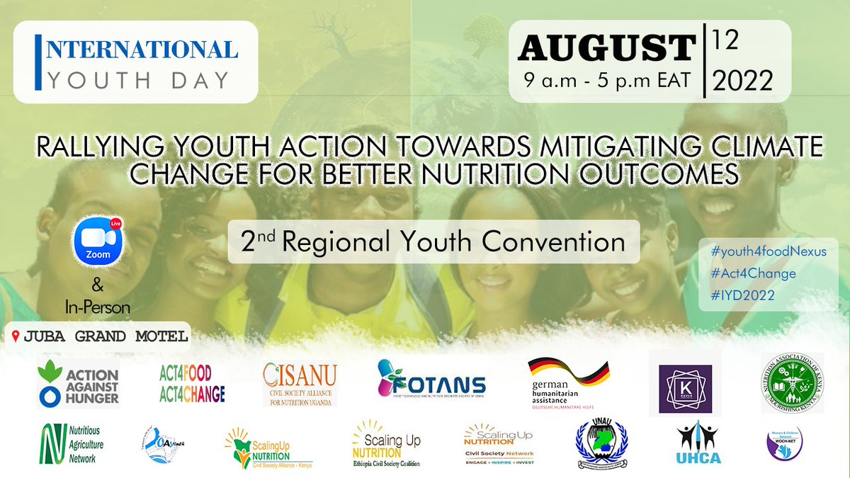 International Youth Day 2022
#Youth are a critical constituency that can't be overlooked when it comes to #nutrition outcomes &amp; #ClimateChange 

Join the conversation &amp; know what #youths are saying about this subject 
Link:bit.ly/3vQIdB8
#IYD22 
<a href="/SUN_Movement/">Scaling Up Nutrition (SUN) Movement</a> <a href="/KalemaxA/">Kalema Andrew Arnold🇺🇬 🌍</a>