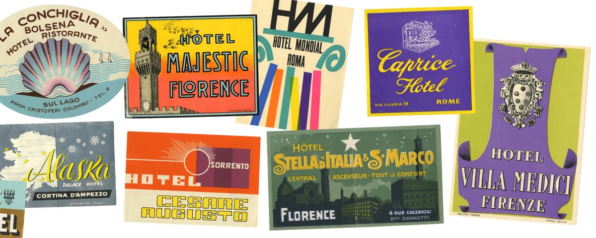 Italian luggage labels, artists and dates unknown.