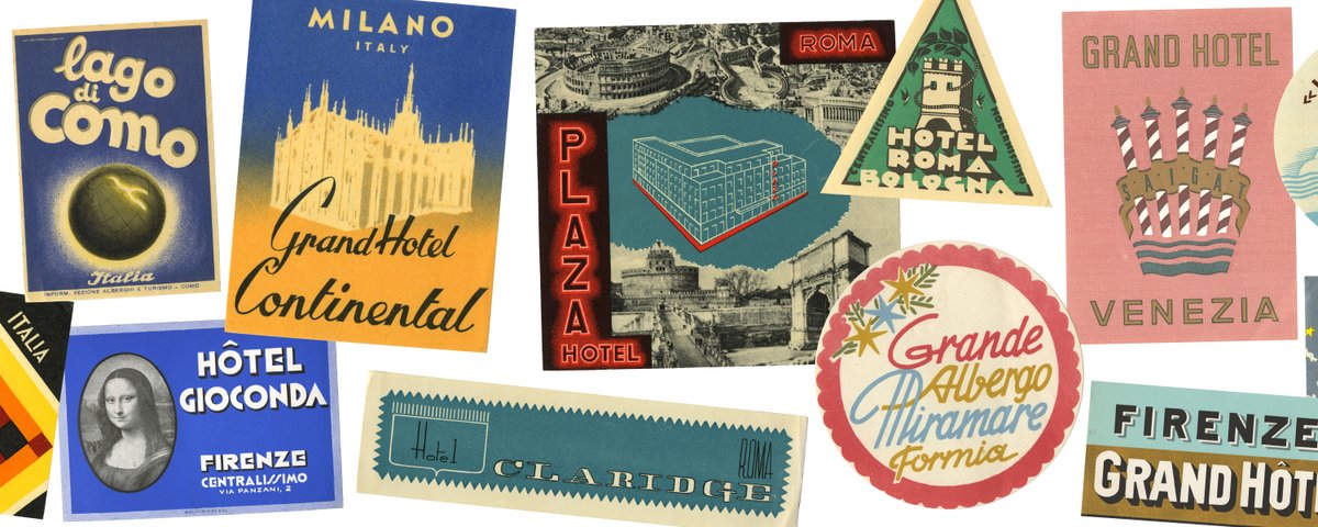 Lett_Arc's tweet photo. Italian luggage labels, artists and dates unknown. https://t.co/lsvna7c6iT