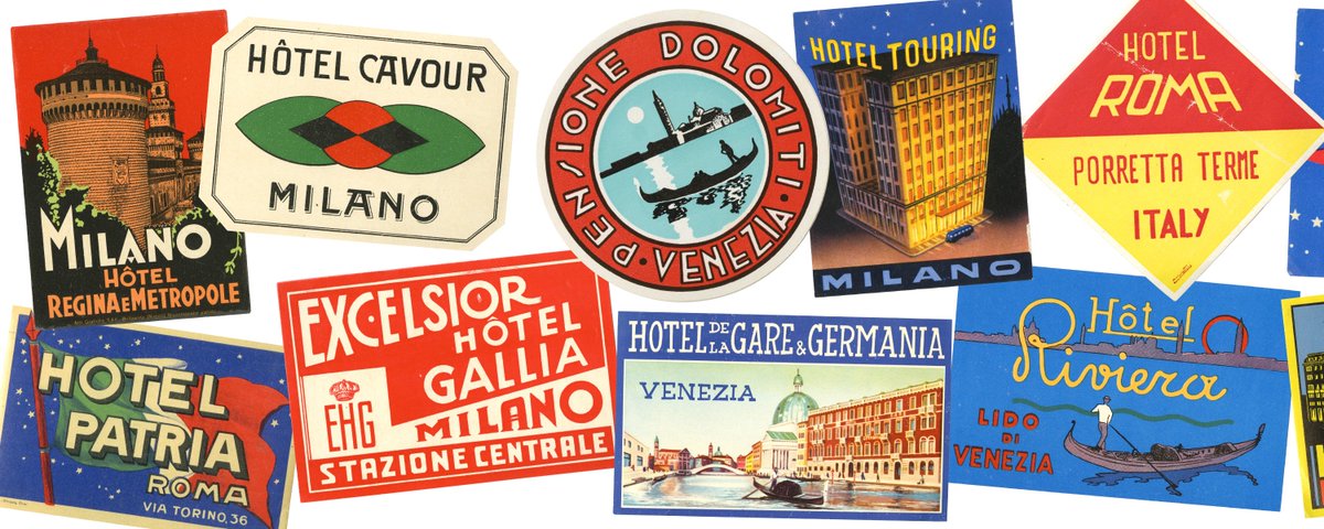 Lett_Arc's tweet photo. Italian luggage labels, artists and dates unknown. https://t.co/lsvna7c6iT
