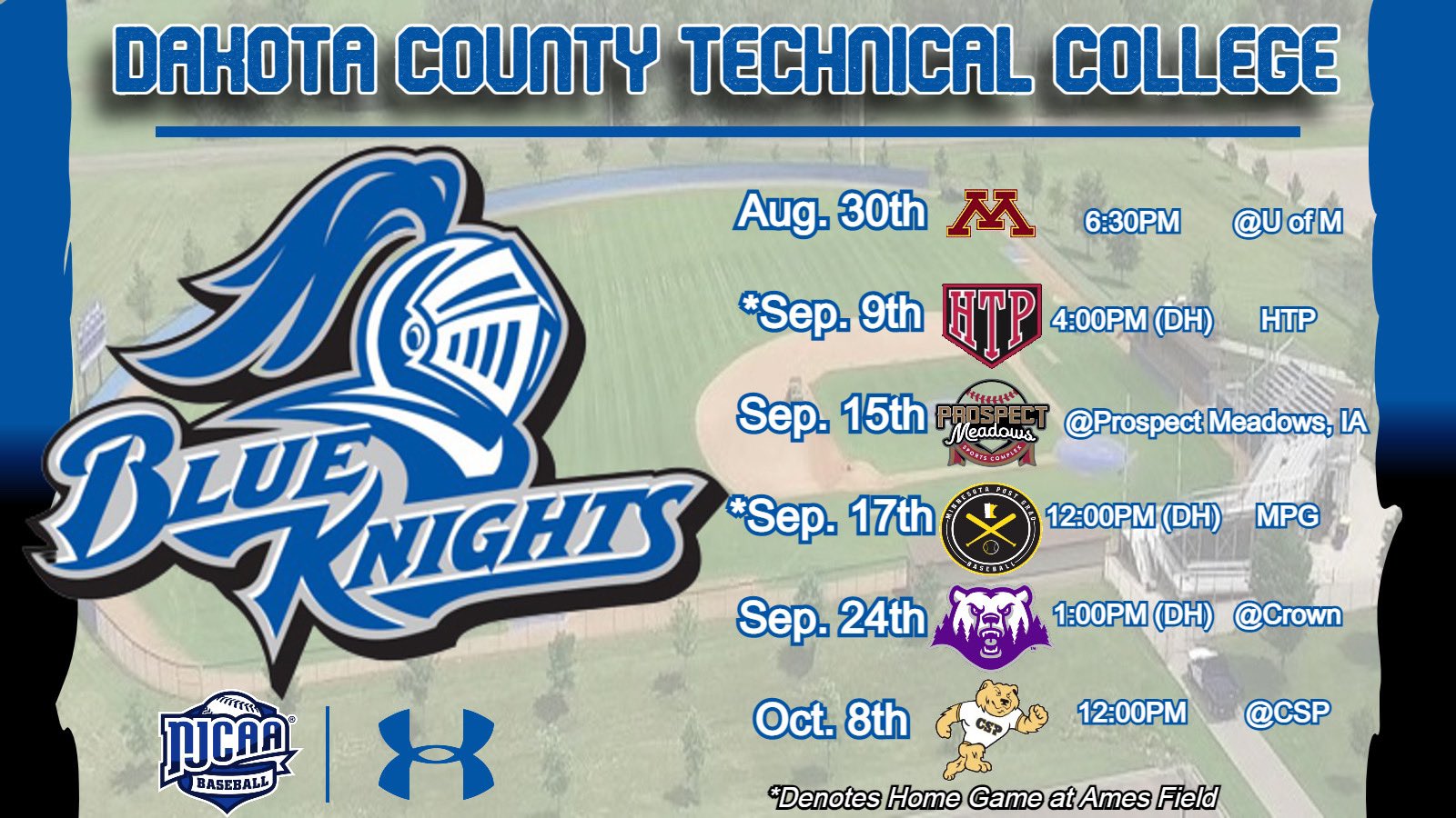DCTC Baseball on Twitter "Fall Schedule for the Blue Knights! ⚔️ https