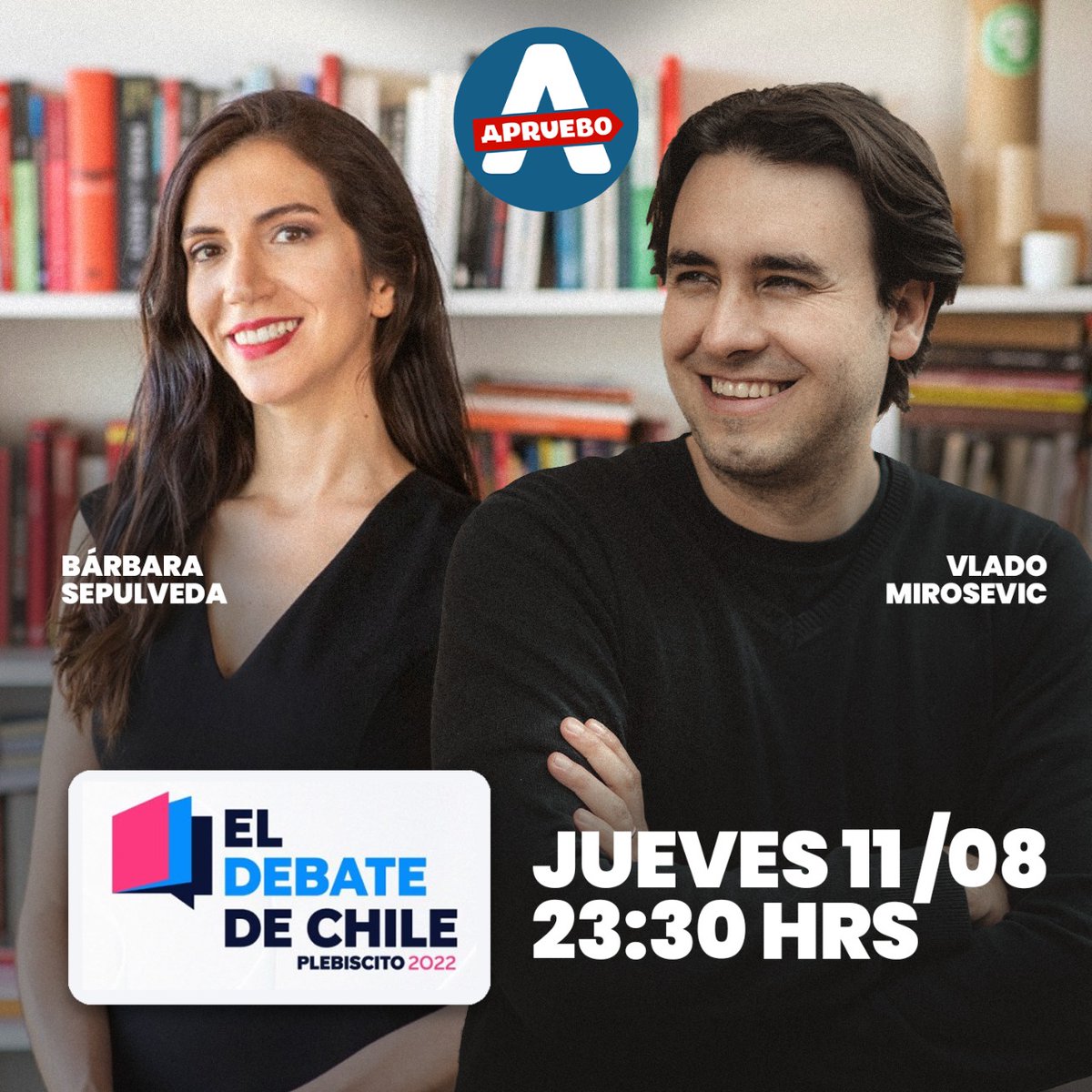 CS__Valdivia's tweet photo. 📣 Hoy a las 23:30! Dos grandes equipos por el #Apruebo #DebateChile en @chilevision y #100Indecisos en @mega
No te lo pierdas🕵️
Equipo #Apruebo ✌️💪
@ConySchon
@Jaime_Bassa
@vladomirosevic
@BSepulvedaHales
#AprueboConEsperanza
#AprueboSinMentiras https://t.co/Il8xFyEjcA