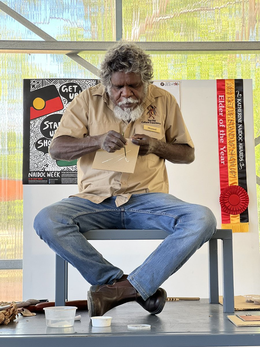 mskellynewtown's tweet photo. Having a great time at #TOPDIDJ learning how to paint using traditional indigenous methods. It’s so much harder than it looks!! We have the best teacher here, Manuel, who won Katherine Elder of the Year this #NAIDOCweek. He is much better at this than me! @HarcourtPS https://t.co/4uBNekxNzX