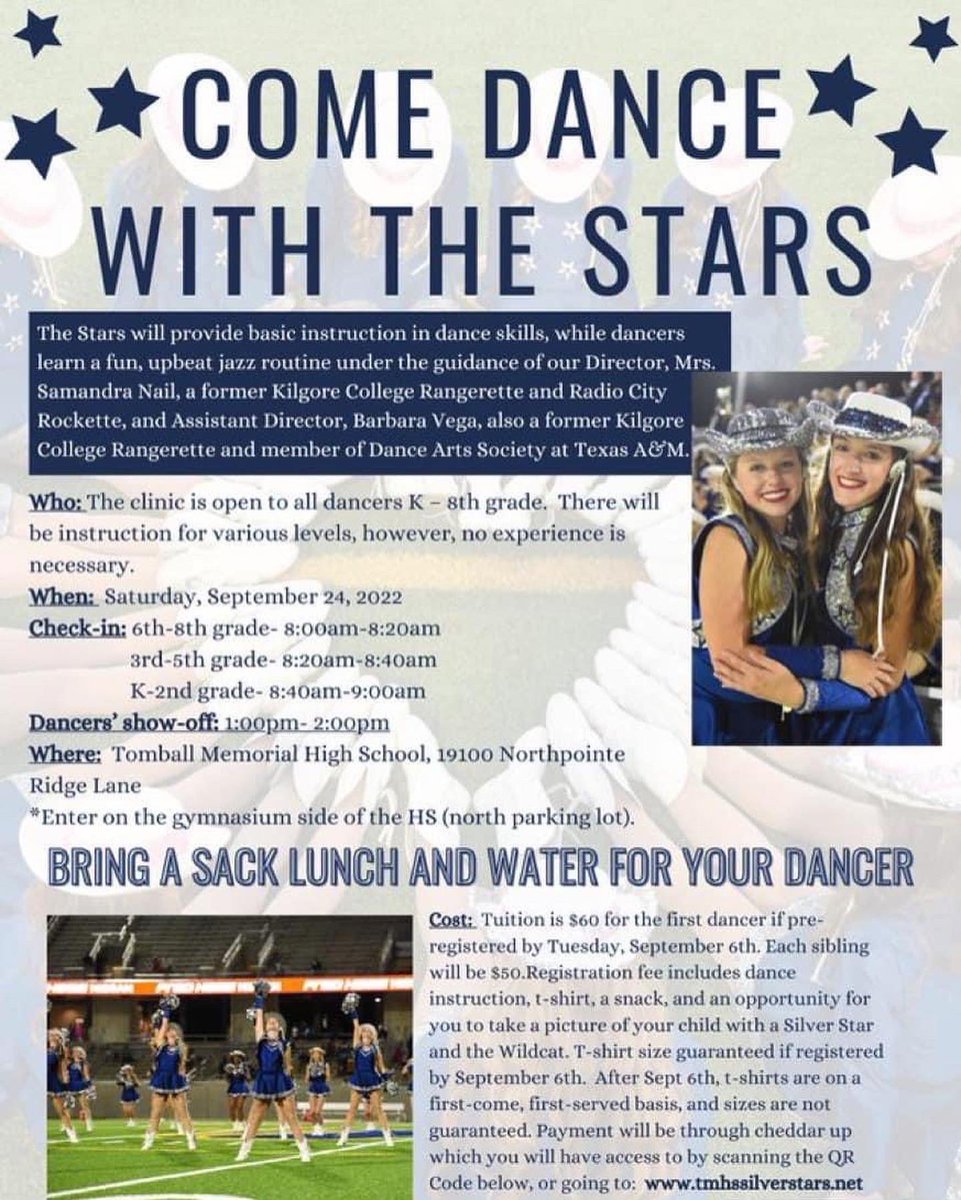 GLJHMrsOBrien's tweet photo. Come dance with the TMHS Silver Stars!  @TISDGLJHDANCE 💙🤍💛🖤 https://t.co/9iDc5qNmEv