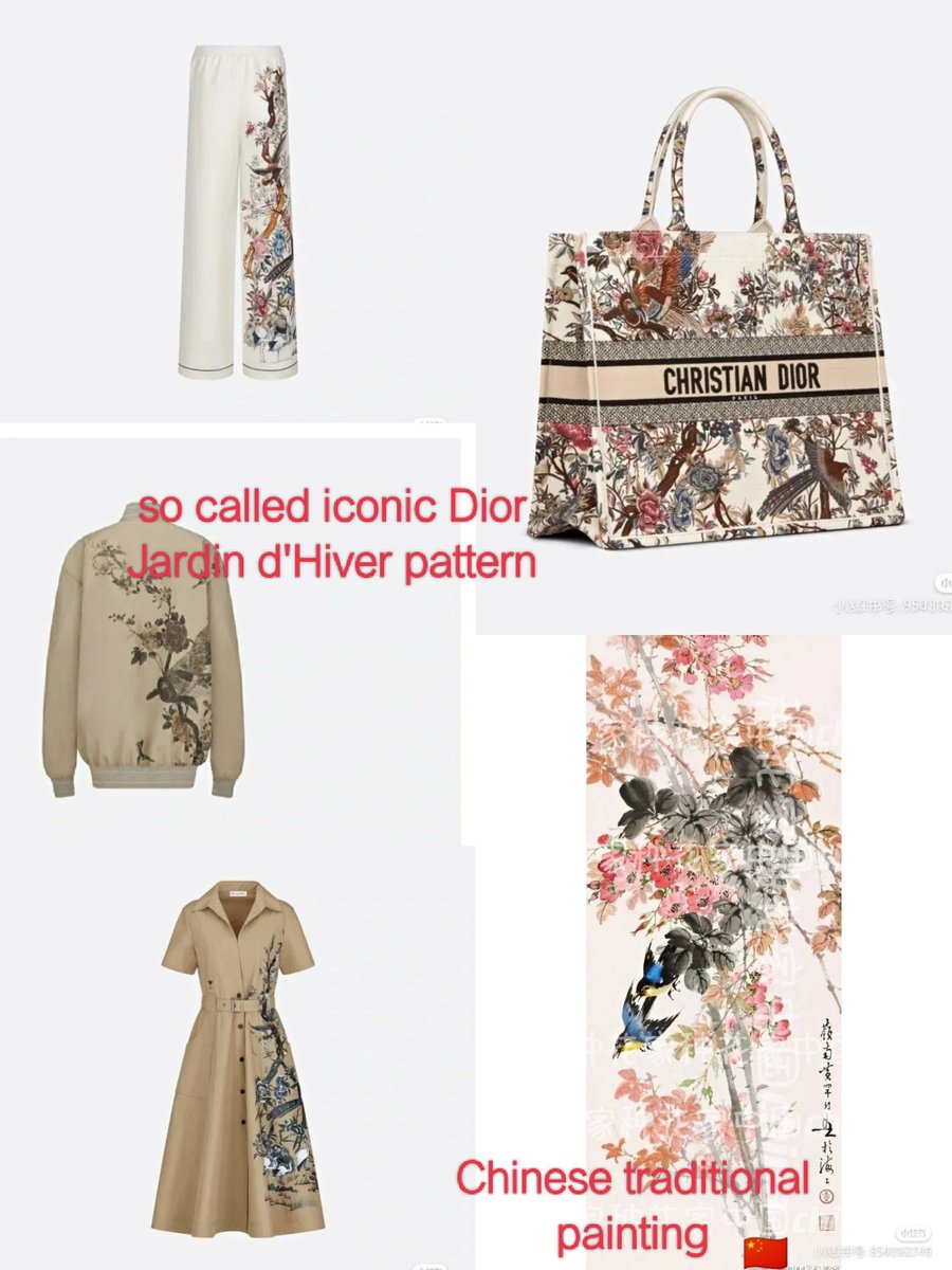 yaoxiannu's tweet photo. @Dior flower and bird picture is Chinese, stop cultural appropriation, thieves, robbers https://t.co/9FUyM66N2n