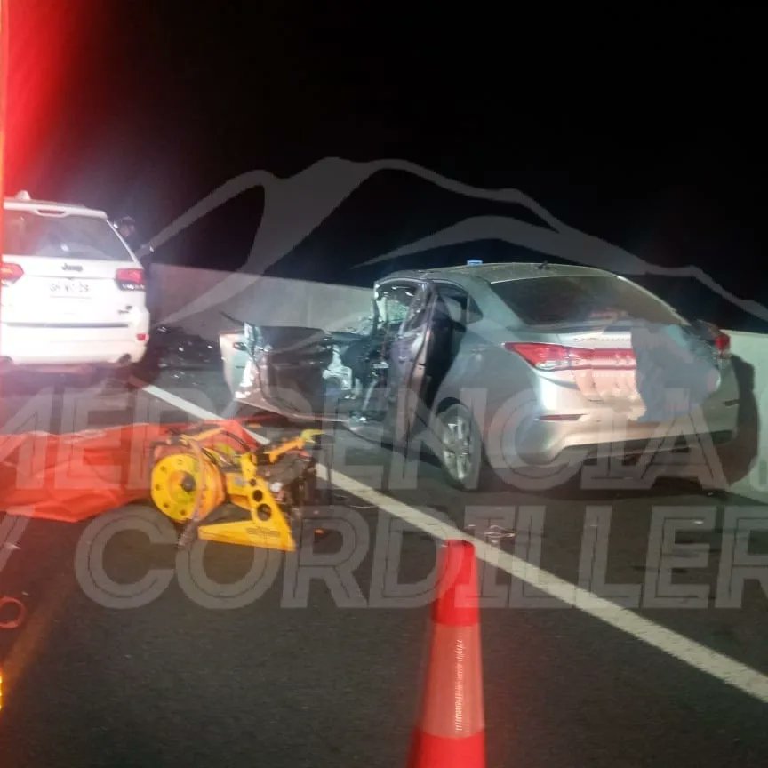 emerVcordillera's tweet photo. Actualización 
Panquehue: Ahora accidente de tránsito Ruta CH60 km 39 altura el Mirador colisión tres vehículos menores alta energía 4 personas  lesionadas una  persona fallecida. https://t.co/PLJWQ2MPQR