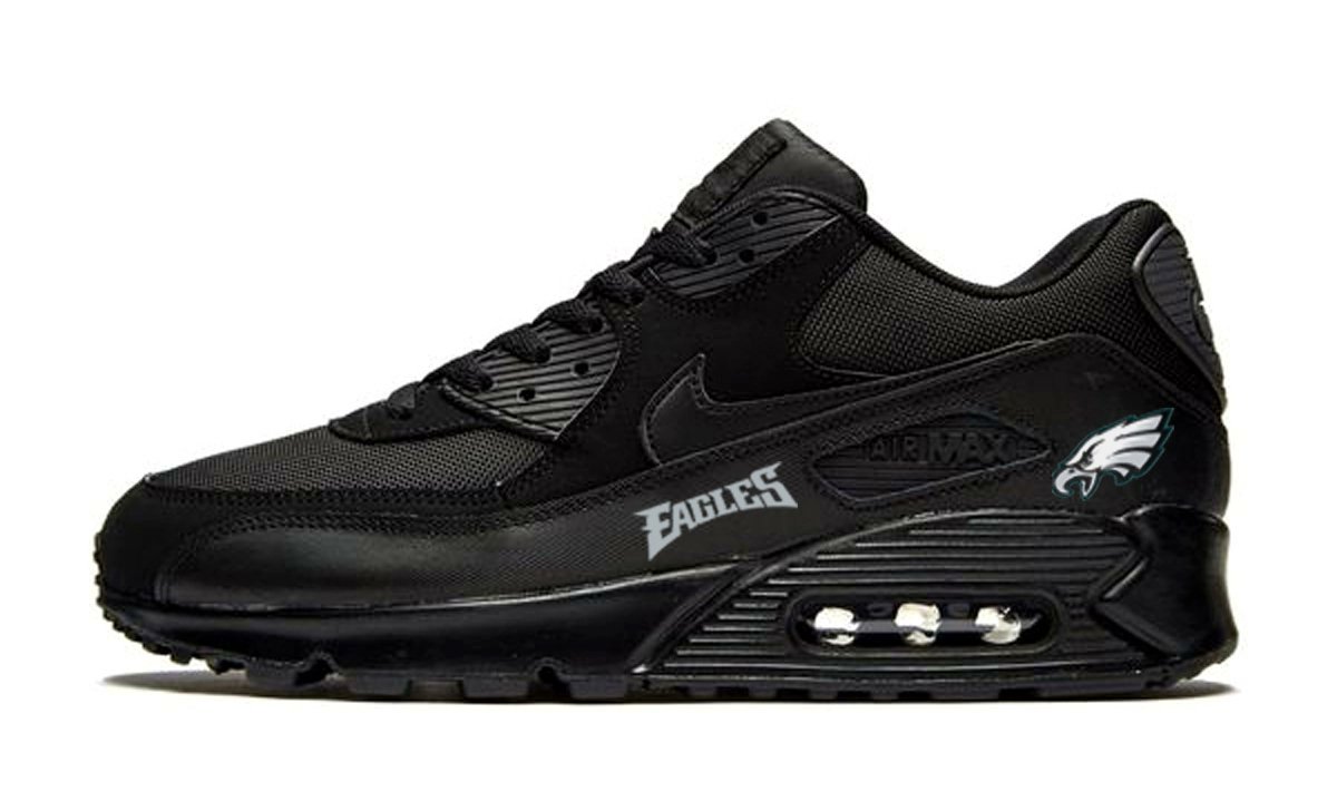 Philadelphia Eagles Silver Custom Nike Air Max Shoes Black bandanafever.com/product/philad… #supremelv #shop