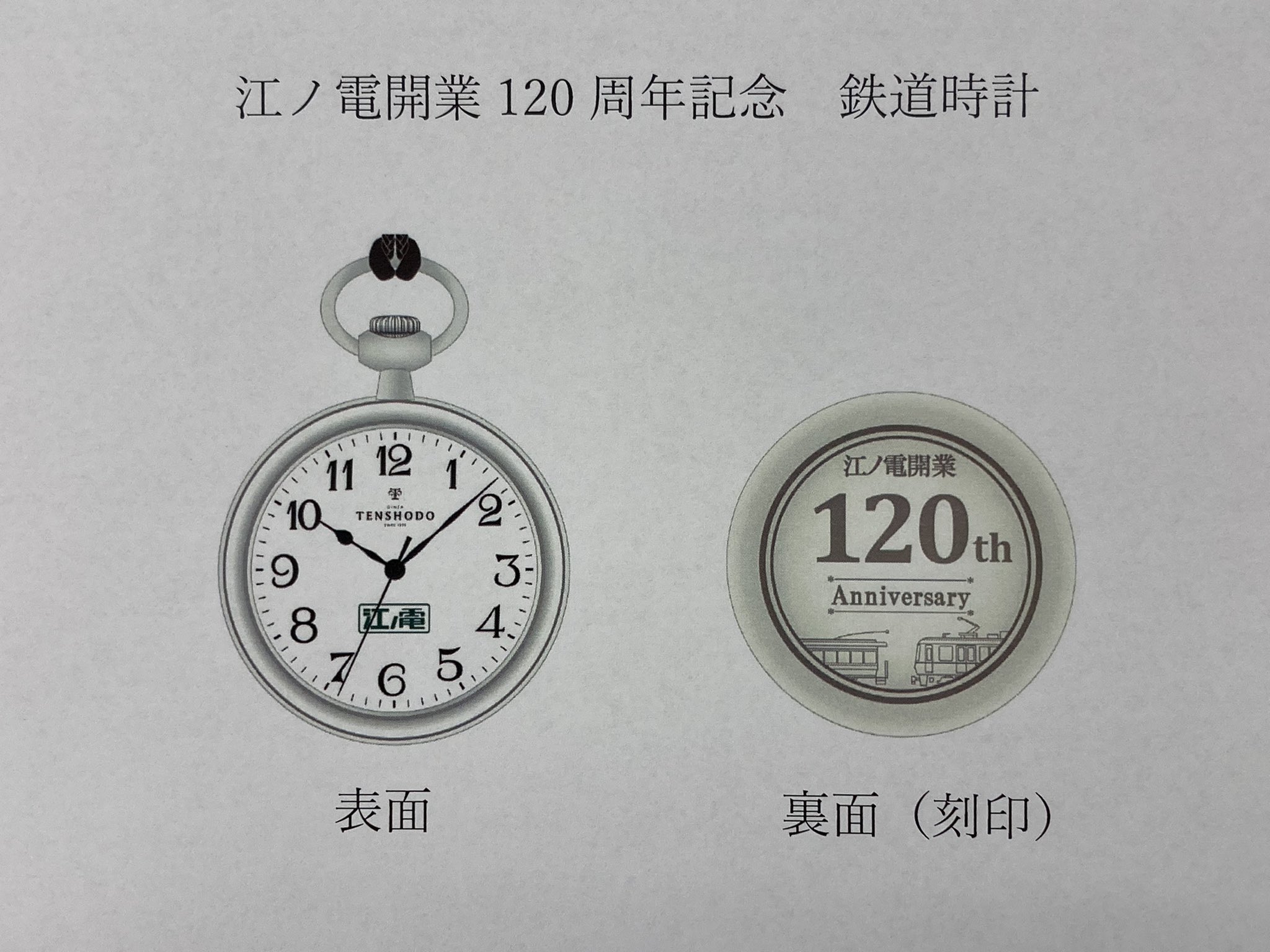 江ノ島電鉄(江ノ電) 120周年記念 懐中時計(社員限定モデル) 江ノ島電鉄 120周年記念 懐中時計(社員限定モデル) （祝・江ノ電
