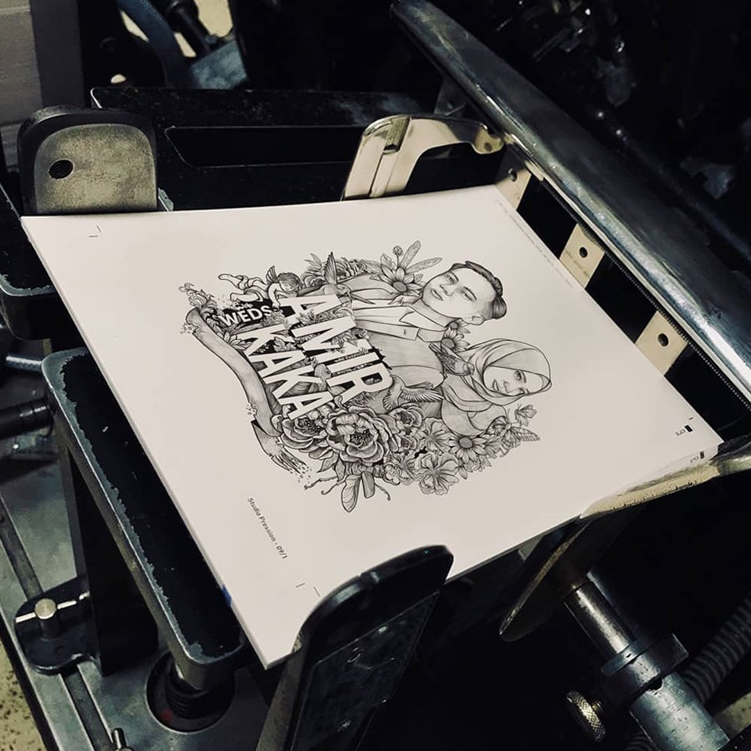 iAmRiharu's tweet photo. Illustration for wedding invitation card. #offsetprint #createdonsurface https://t.co/OfMOAbb8ly