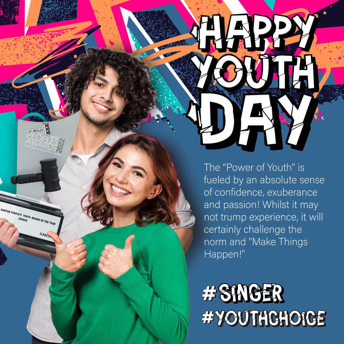 singersl's tweet photo. The energy of the youth is unmatched and has the potential to bring change for the better !!! 
Happy International Youth Day 2022.

#singer #singersrilanka #singerSL #youthchoicebrandoftheyear https://t.co/SIxlAL26ro