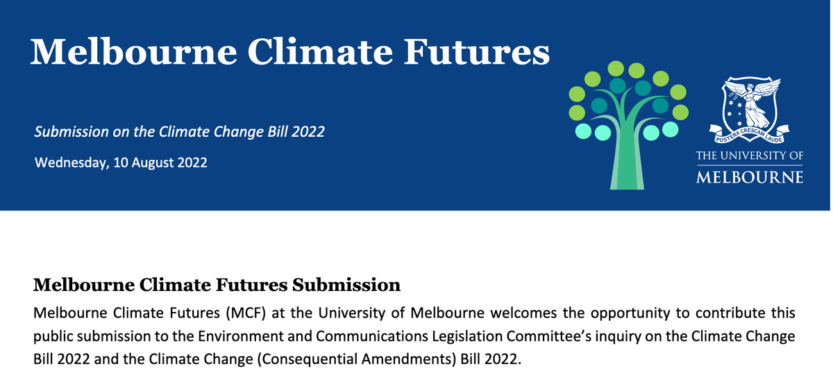 Unimelb_CREEL's tweet photo. @MelbLawSchool's CREEL, and @MCFunimelb members have had their say on the Climate Change Bill (Cth). We've argued for interim targets, stronger mechanisms, clarity on annual statements, integrating adaptation, more government accountability and Indigenous perspectives. https://t.co/vaX7M4t7Xs