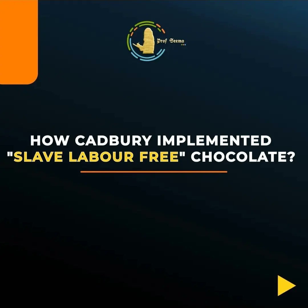 profseemagupta's tweet photo. Do you want to know how Cadbury implemented "Slave Labour Free" Chocolate?! 🤔🧐

Swipe right<< 👉

For more interesting facts
Follow @Profseemagupta
. 
. 
. 
. 
. 
#chocolate #cadbury #slavelabour  #trendy #facts #interestingfacts #impinv #csr #HumanRights #humantrafficking https://t.co/TupK3PzpPS