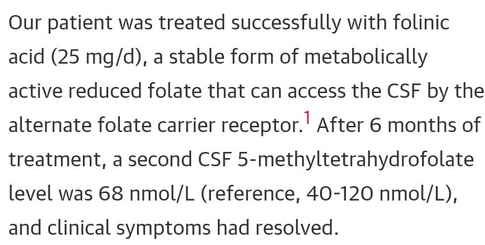 ssdas29's tweet image. following is a case report of adult onset #CerebralFolateDeficiency  treated with Folinic acid
jamanetwork.com/journals/jaman…