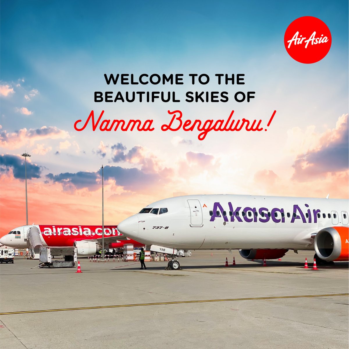 AirIndiaX's tweet photo. i5 calling QP! 
Welcome to Namma Bengaluru, @AkasaAir. We wish you the best of journeys as you soar through the skies! https://t.co/2b00h5ScT6