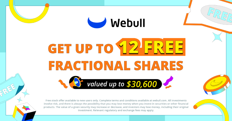 WebullGlobal's tweet photo. 🎁🎁Become an investor with up to 12 free stocks now! 
Here’s how:

1. Open a Webull account = 2 free stocks（ each valued up to $300） 
2. Fund your new account with any amount = 4-10 free stocks（each valued up to $3000)

👇👇Join Webull Today!