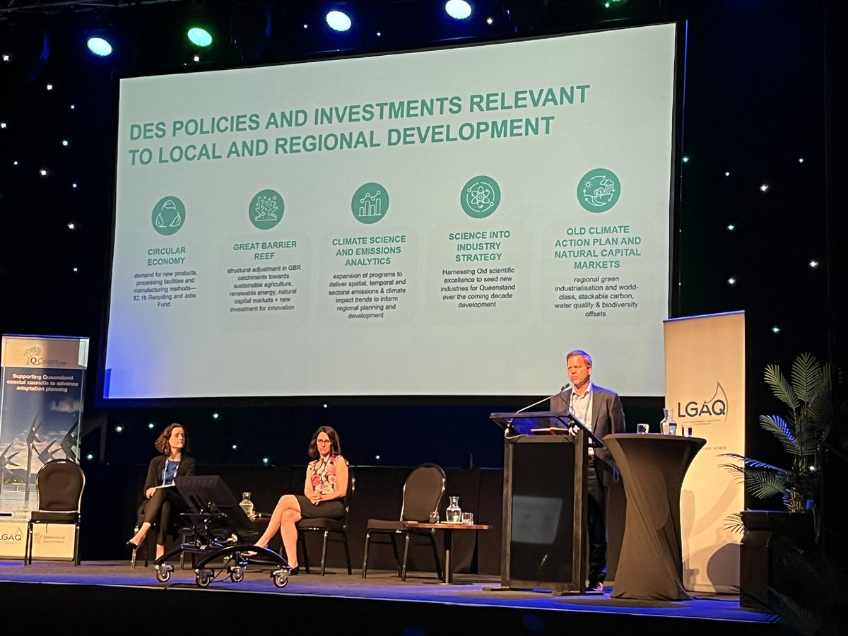 NicoleLessio's tweet photo. Great presentations from the @QldGov Department of Environment and Science’s Dr Mark Jacobs, Dr Elizabeth Fellows &amp; Celine Roux outlining the work they do and how they support coastal councils and their communities. @LGAQ #localgovqld #clf2022 https://t.co/s6H9h6cQm2
