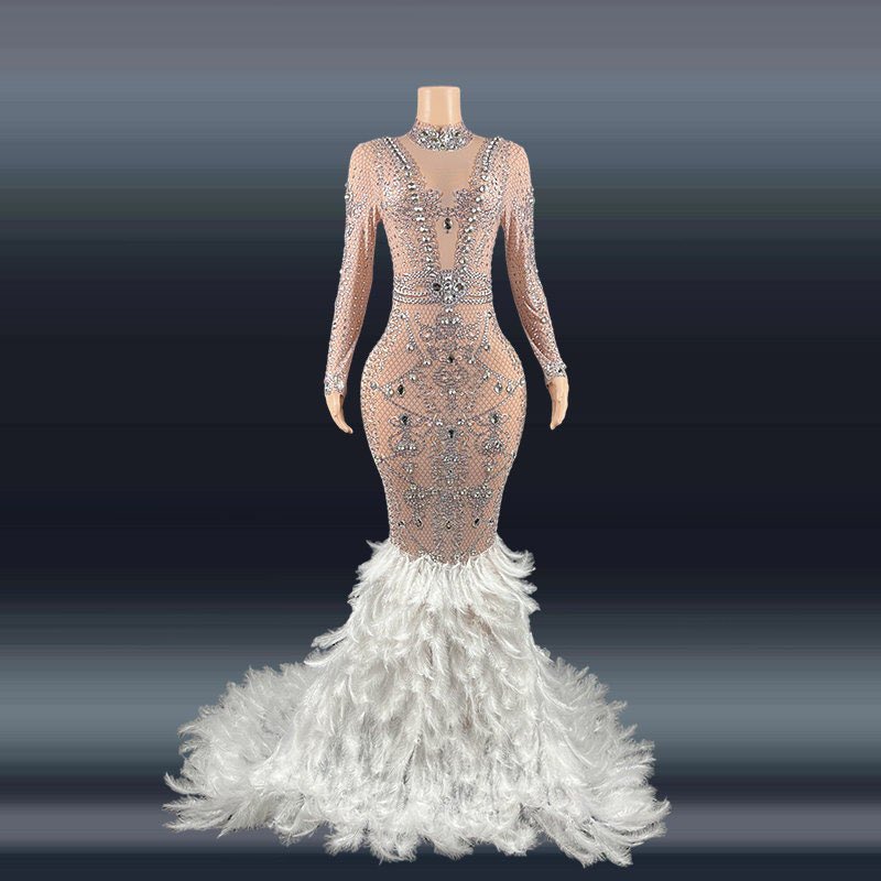 Excited to share this item from my #etsy shop: Trending Shiny Diamonds Wedding Dresses With Feathers Engagement Long Dresses For Party| Prom Homecoming Elegant Woman Sequin Dresss #vintagedress #crystaldress #weddinggowns etsy.me/3pep2gQ