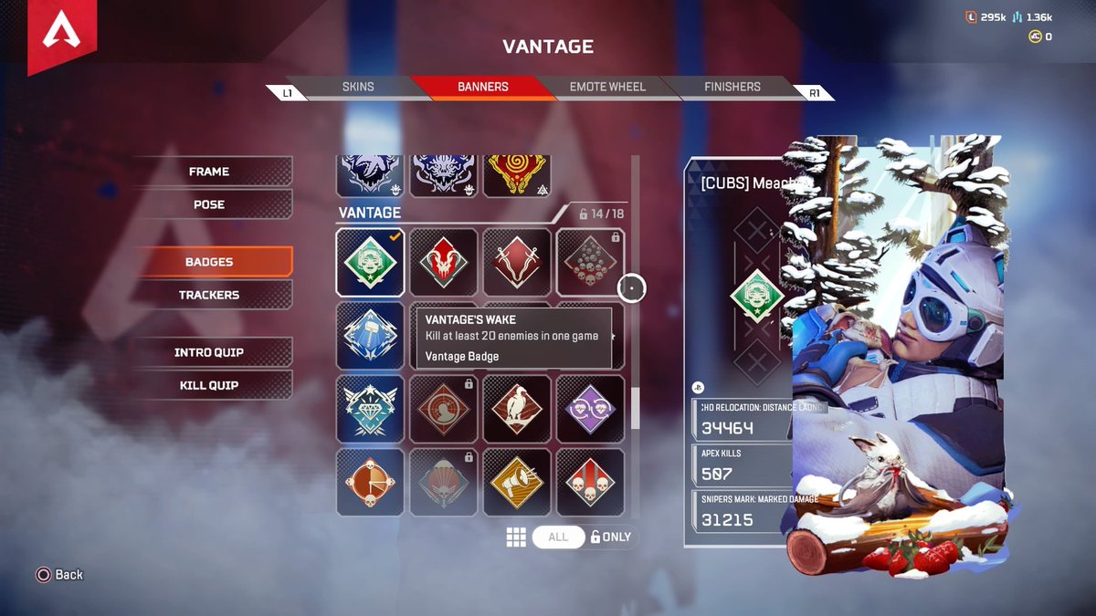 Meachewgles's tweet photo. I hate Apex Legends sometimes 😭😭. I wanted my badge so bad!! Please fix this gamebreaking bug!! #ApexLegends #vantagemain #apexvantage #Vantage @alphaINTEL @PlayApex https://t.co/kGjzWvcpyM