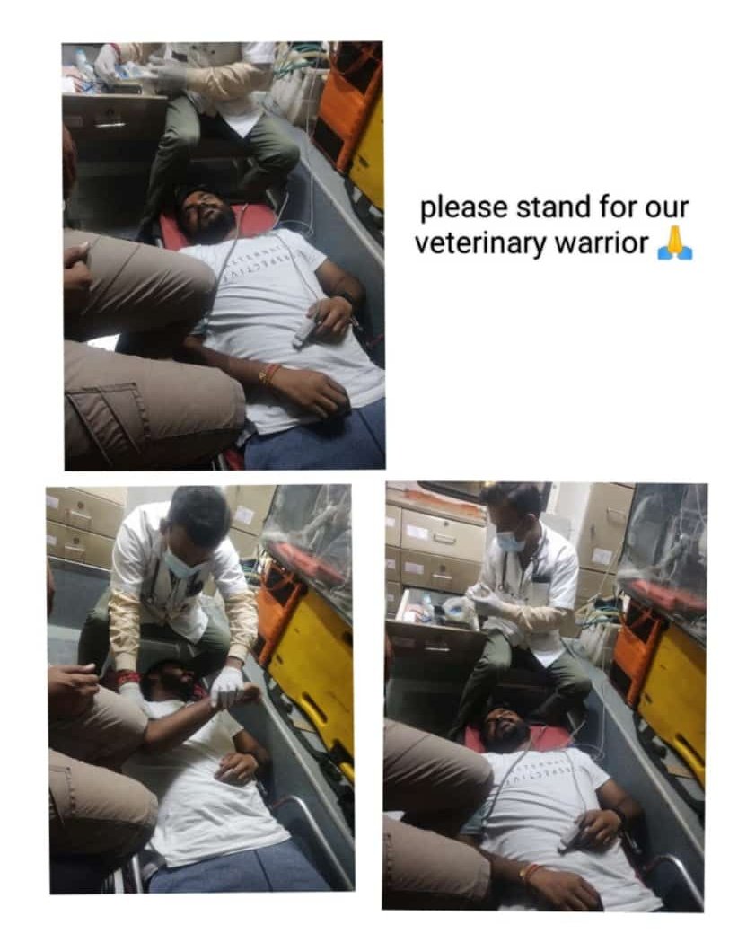 निशब्द 😭
देर रात को 74 hrs से भुख हड़ताल पर बैठे 2 Gujvet Doctors  की तबियत खराब हो गई सरकार से गुजारिश है कि बेजुबानों के इन डॉक्टर्स की मांग जल्दीसे जल्दी पुरी करे🙏
Hat's of you Brave Doctors
आपके संघर्ष को सलाम
#Day_12_of_guj_vets_on_strike
#Increase_Guj_Vet_Stipend