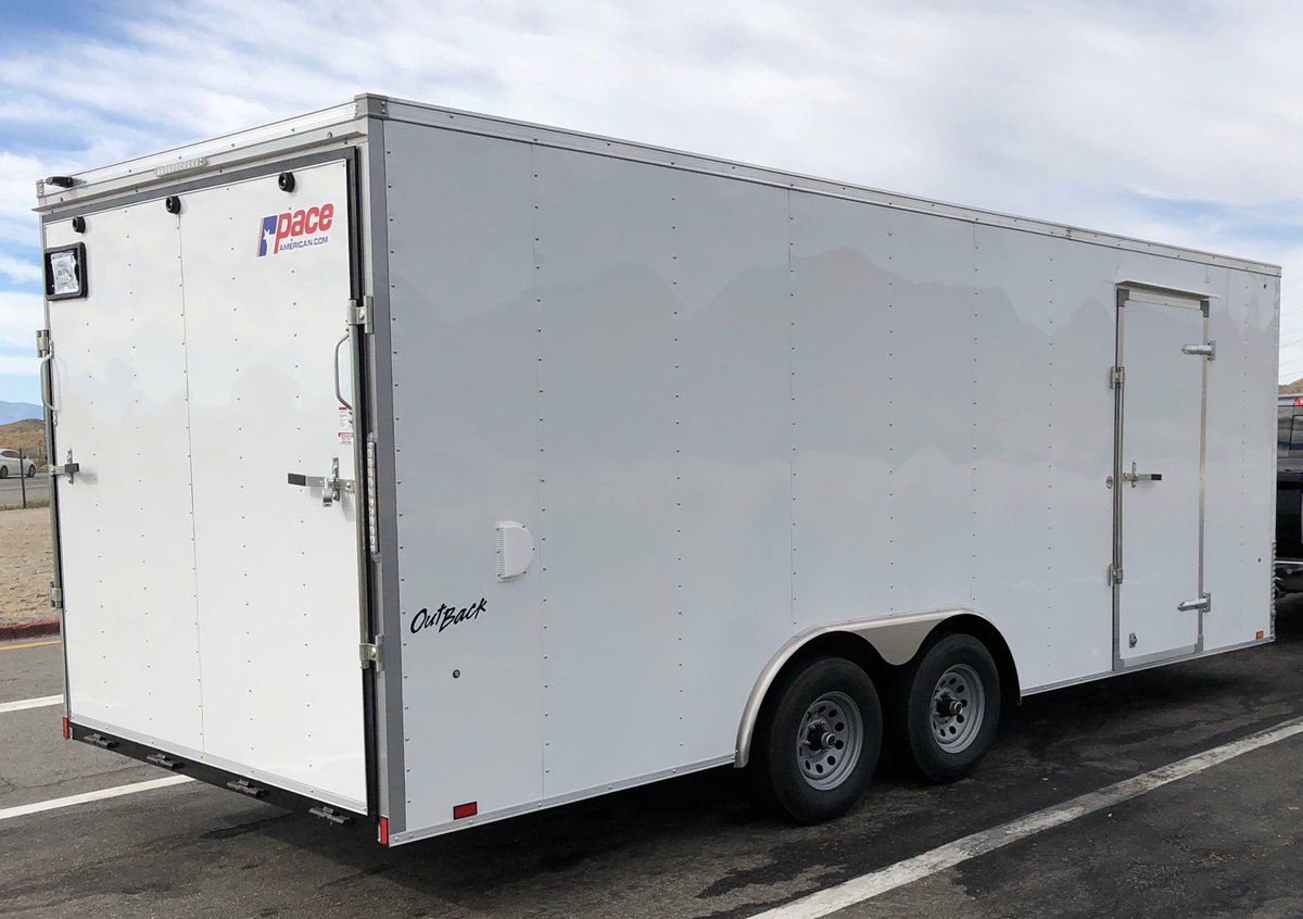 Biondoveloce's tweet photo. Spread the word and Please keep your eyes out… Stolen this morning from Van Nuys, CA. 
2019 Pace 8x20 White Enclosed trailer. License #4RN6994
1991 Swift DB4 Toyota Atlantic. Chassis #00491
Currently has transport wheels mounted. 2 sets of gold magnesium wheels also with car. https://t.co/xP7LWhH2Cy