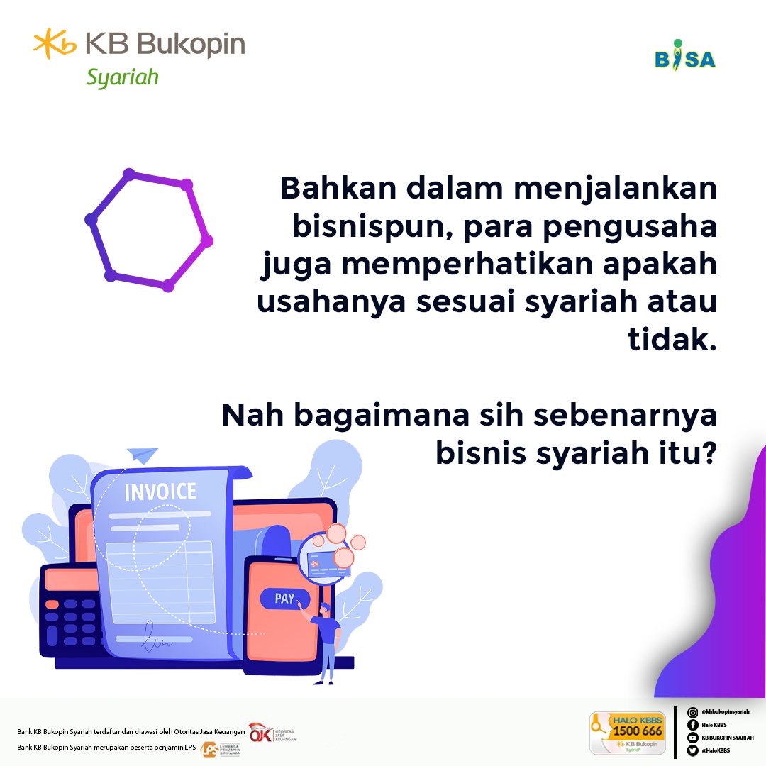 HaloKBBS's tweet photo. Assalamualaikum Sahabat BISA,
ada yang sedang menjalankan atau mau memulai bisnis?

Mau tau gimana cara cek bisnis kamu 
Sesuai syariah atau tidak? 

Yuk simak konten berikut ya Sahabat BISA!

#bisnis #syariah #bisnissyariah https://t.co/gk2GrdTh3D