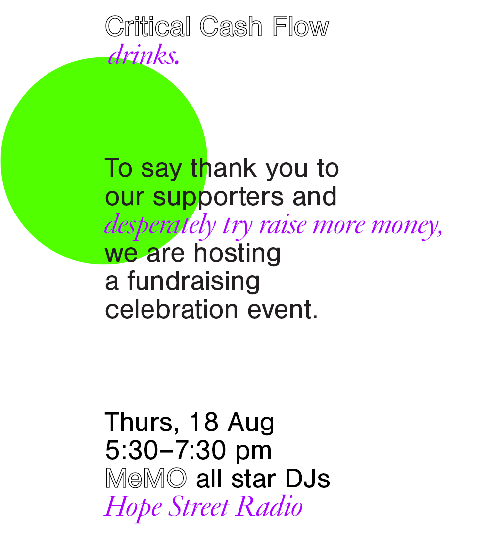💚 SUPPORT MELBOURNE'S BEST AND ONLY LONGFORM WEEKLY ARTS CRITICISM ...by coming to have a drink with us next week 🎩 DONATE HERE::: bit.ly/3w1pQcN