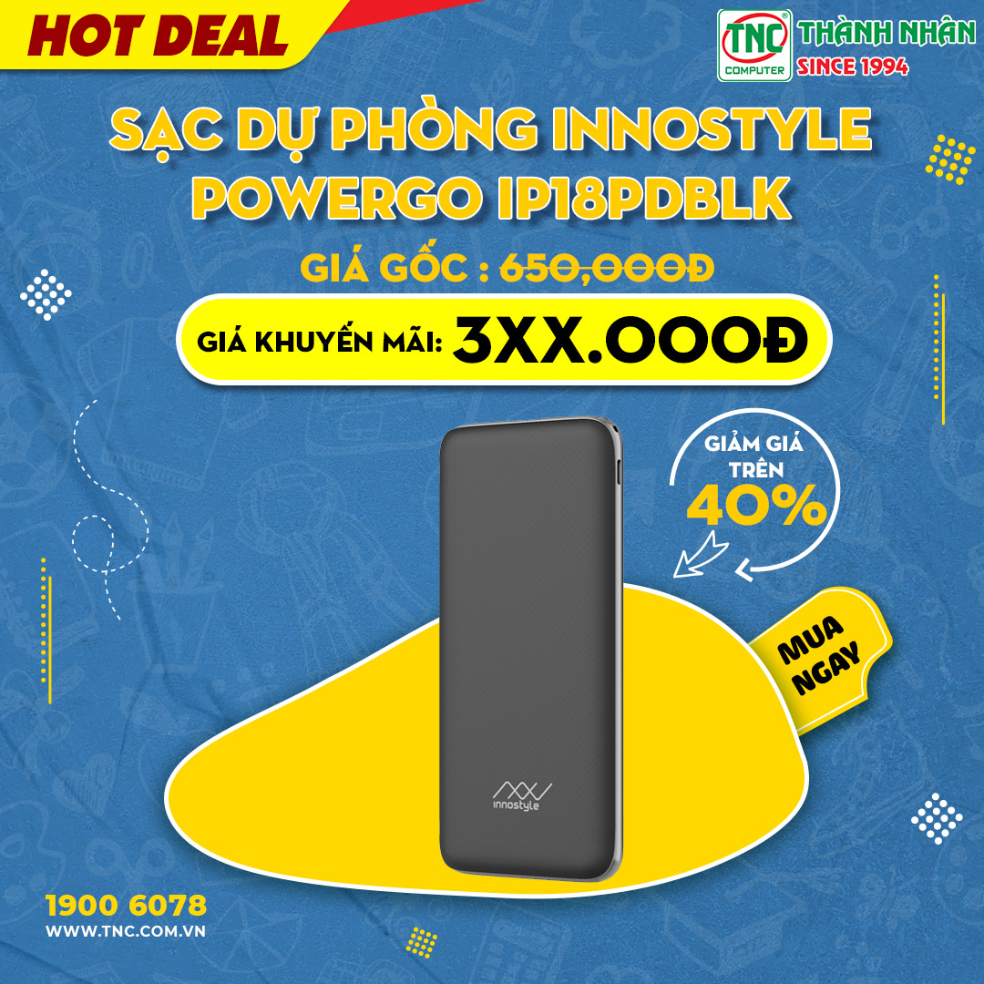 thanhnhan_vn's tweet photo. Sᚥc dáŧą phÃēng INNOSTYLE POWERGO IP18PDBLK
https://t.co/qkq65iZbt3
MÃ u sášŊc: Äen
ChášĨt liáŧu: ABS
CÃīng suášĨt: 18W PD và QC3.0 18W
#sacduphong #INNOSTYLE #POWERGO #tnc https://t.co/Oyl3f9dGuy