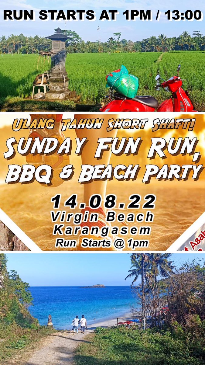 BaliHash2's tweet photo. This is it! The big weekend at Virgin Beach!!! Regular Saturday run starting at 4pm and Sunday Fun Run starting at 1pm followed by food, drink and fun, oh and a Short Shaft Birthday t-shirt.
#bali #balihash2 #funrun #virginbeach https://t.co/NB0KNgsrft
