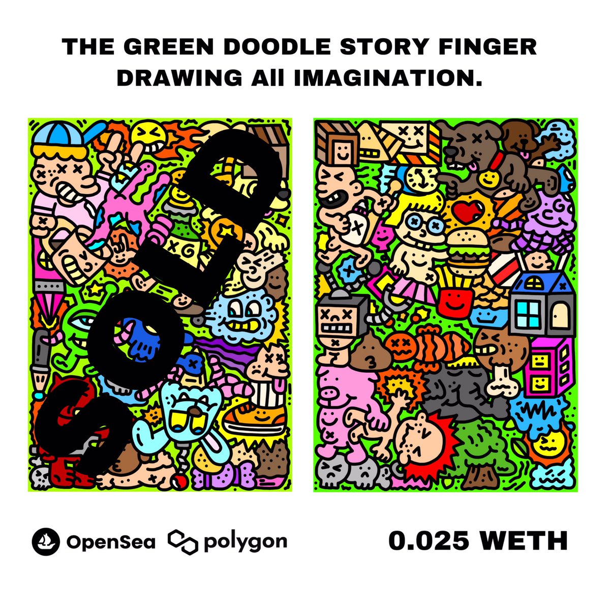 Only 2 Left Blue &amp; Green Doodle!

The Doodle Story Finger Drawing All Imagination.
My Doodle Artwork Were Sketched By My Finger Every Single Pieces.Available on Polygon 0.025 WETH

opensea.io/collection/the…

#NFTCommunity #NFTCollector #Polygon #Doodle