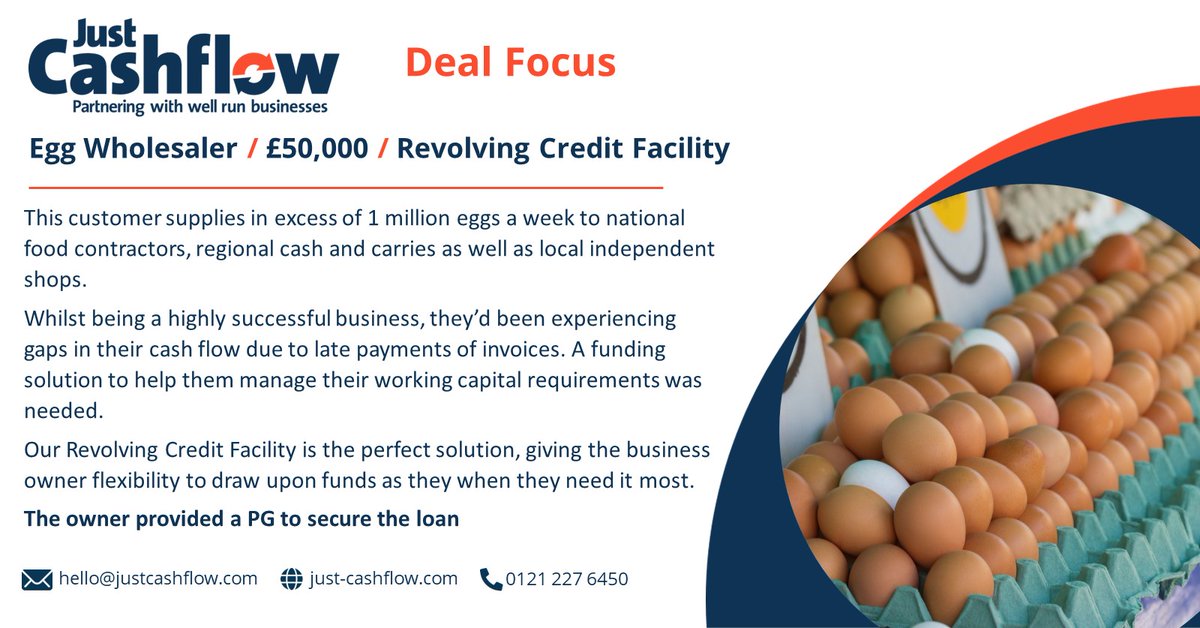 *Deal Focus*
We're 'eggstatic' to have supported this new customer who is an egg wholesaler and distributor.  
They were experiencing gaps in their working capital and needed a finance solution which could help them bridge the funding holes they were facing each month.