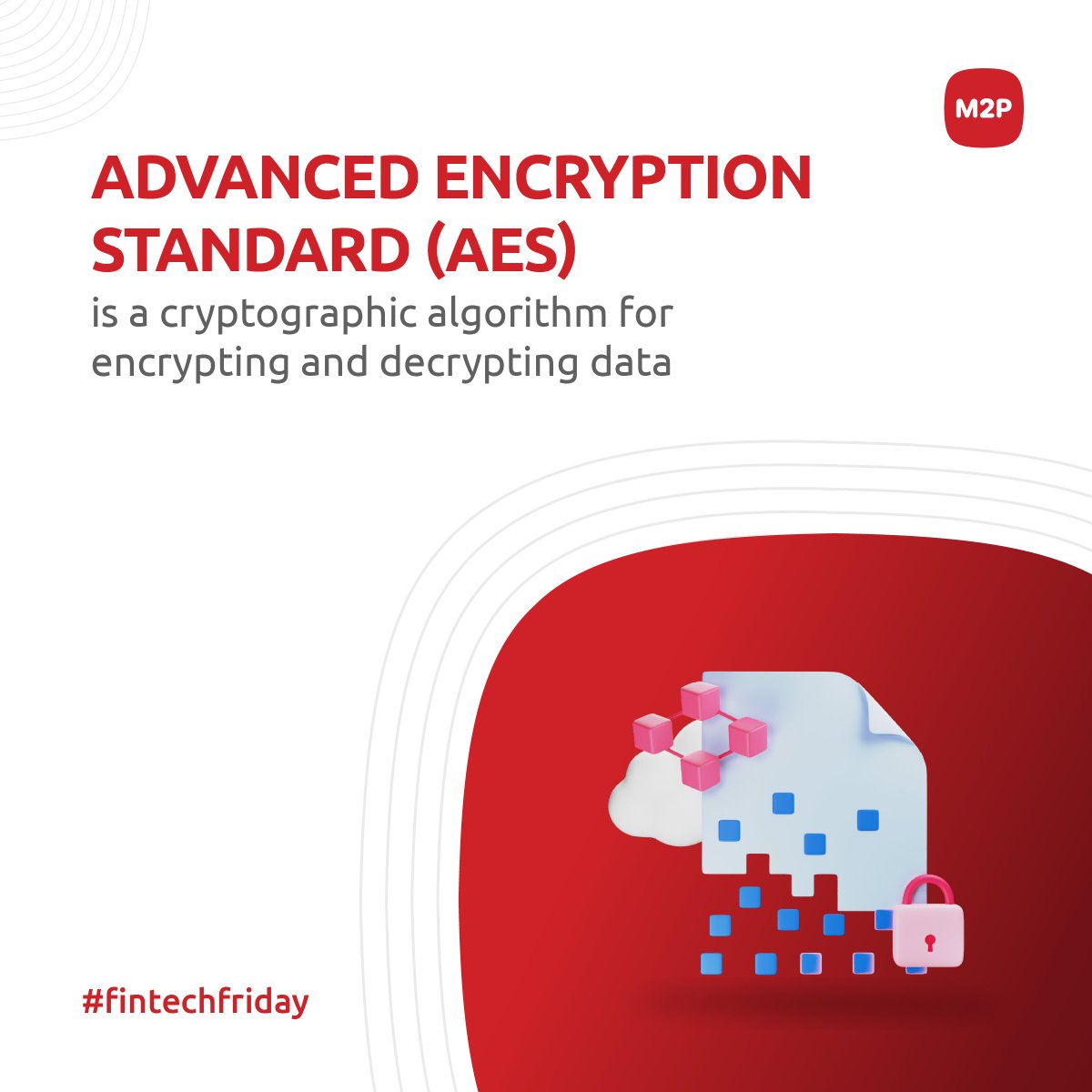 m2pfintech's tweet image. The #AdvancedEncryptionStandard (AES) was introduced by the U.S National Institute of Standards and Technology (NIST) in 2001. Today it is used to #encrypt/decrypt #data and protect data stored on the #cloud. 

#M2P #FintechFriday #Trivia #FridayFeeling