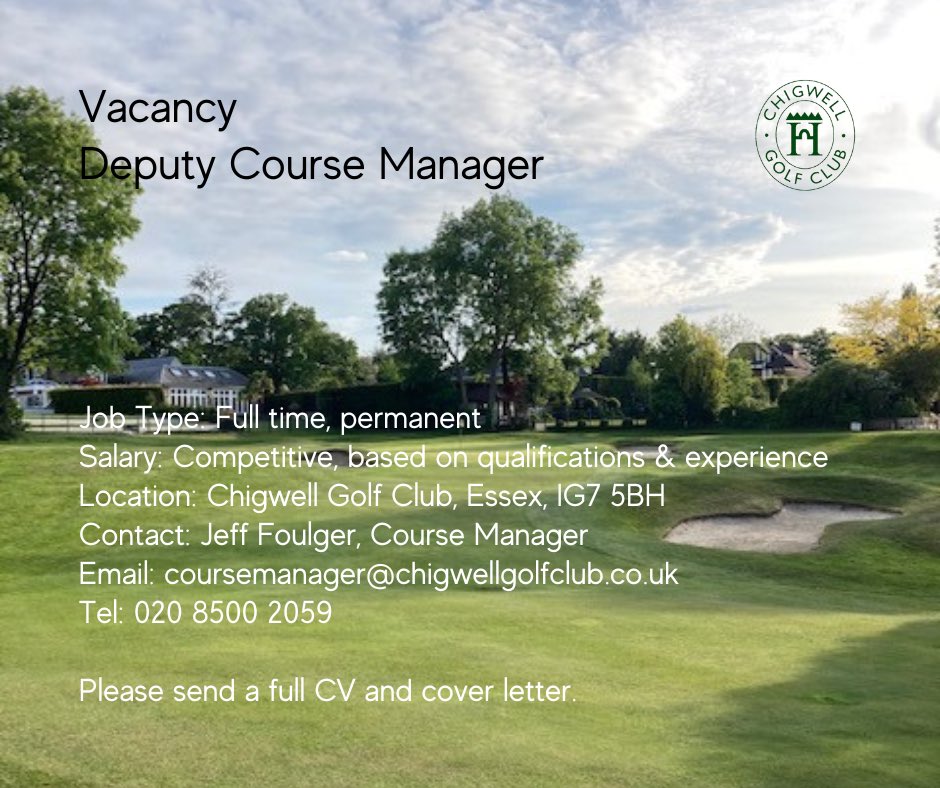 DEPUTY COURSE MANAGER. 

An exciting career opportunity to join and help lead such a talented and ambitious team. Please call for more information.