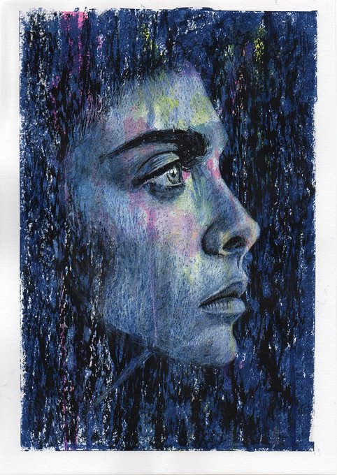 Happy birthday Cara Delevingne! This picture: oil and ink on acrylic paper, 21cm x 30cm. 