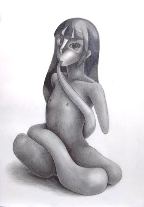 新作の鉛筆画です。作品名:私の大事な私B5ケント紙 鉛筆#現代アート #鉛筆画 #創作 #少女画 #アナログ #art #artwork #contemporaryart #drawing #girlsart 