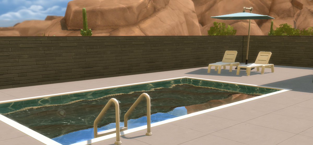 tauwill2's tweet photo. Cette #midcentury à #OasisSpring vous attend. À part cuisine et salles de bain, ce sera à vous de la décorer. Profitez de la piscine s’il fait trop chaud… donc tous les jours! #nocc et #moveobjectson bien sur. Pour télécharger : #tauwill dans la galerie. #sims4 #lessims https://t.co/RmdJGvawzc