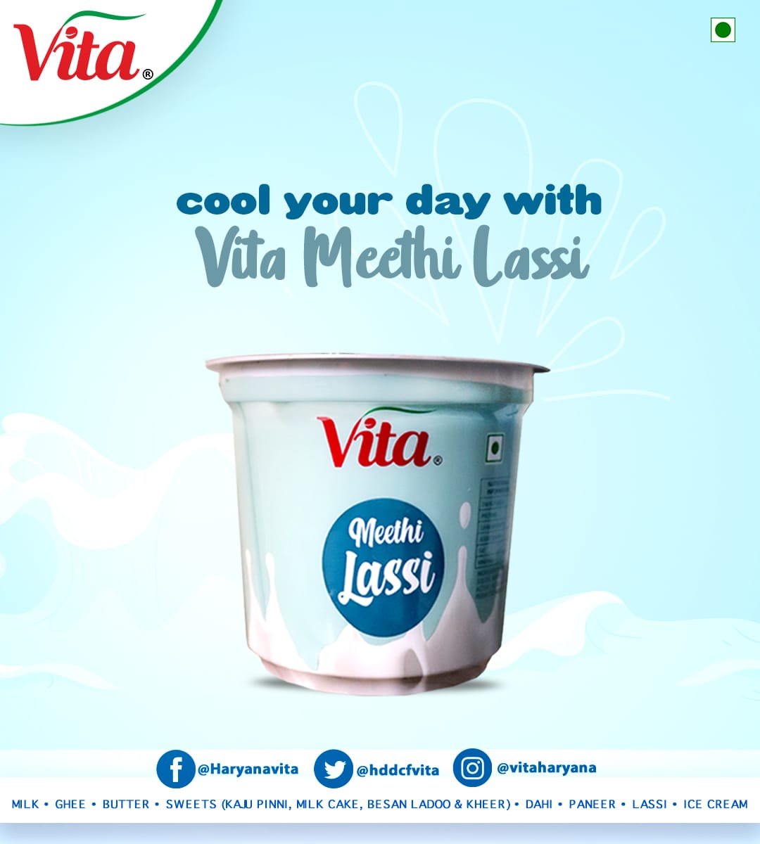 HDDCFVITA's tweet photo. Cool your day with Vita Meethi Lassi
#meethilassi๐ฅ #lassidrink #lassi #lassilover #vitalassi #vitaproduct #vitaproducts #vitafamily #vitaharyana #Vita https://t.co/iA0L8XXpUd